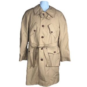Europe Craft Safari Jacket Mens 44 Beige‎ Khaki Field Coat Belted Cuffs Vintage